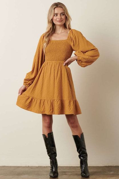 Texture Woven Cut Out Detail Mini Dress