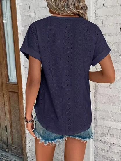 Women's Casual Short Sleeve Shirts Solid Color Trendy Blouses