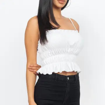 Tiered Shirred Body Crop Top