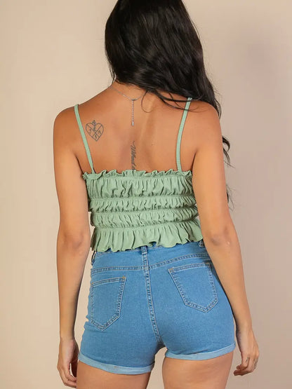 Tiered Shirred Body Crop Top