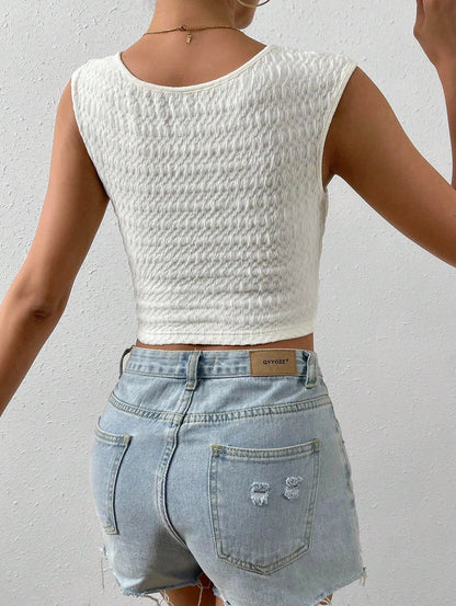 Square-Neck Skinny Cropped Crop Top