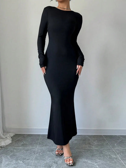 Backless, High-Waisted, Long-Hip Dress