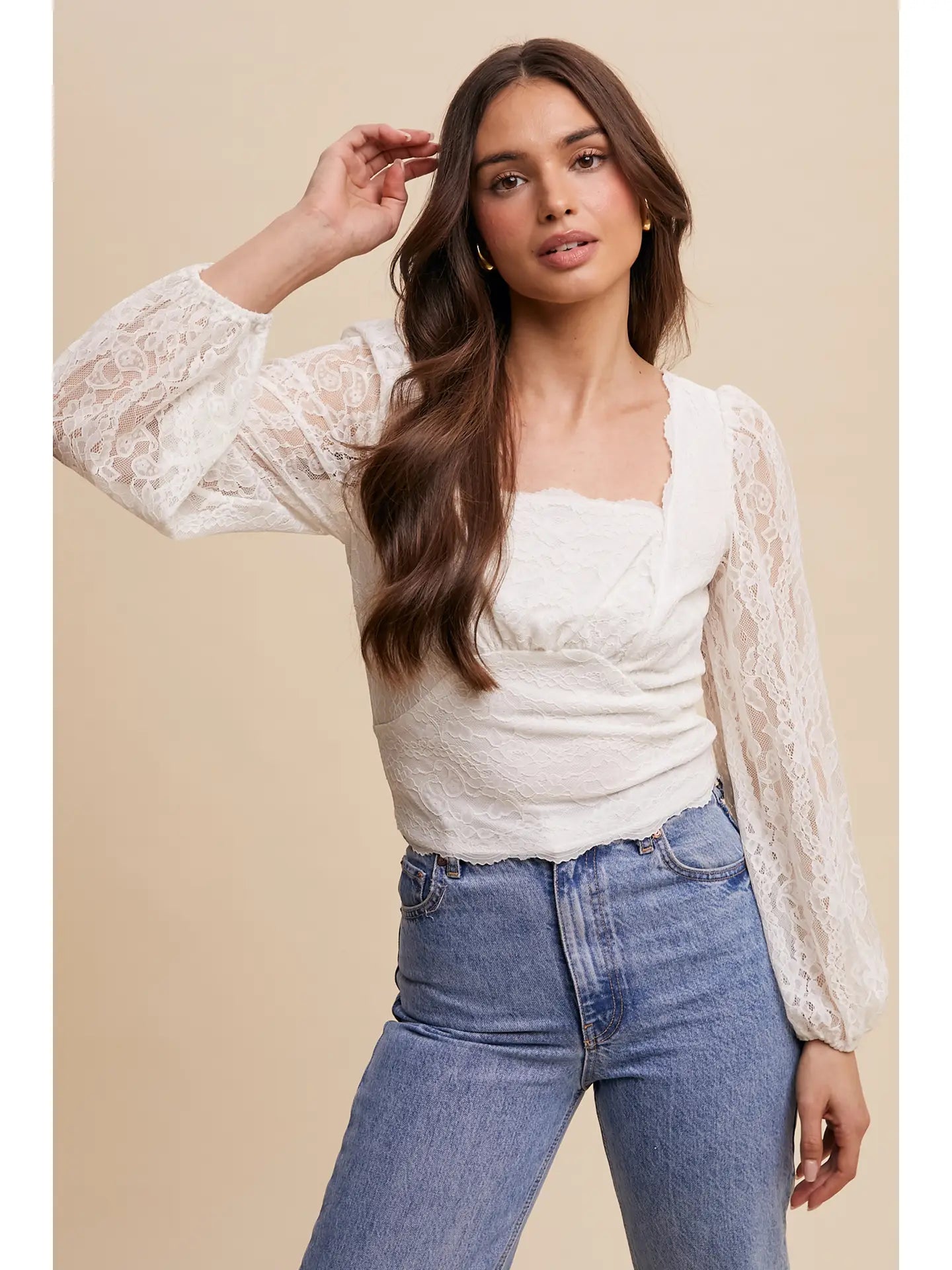 Lace Puff Sleeve Top