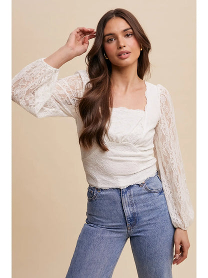 Lace Puff Sleeve Top