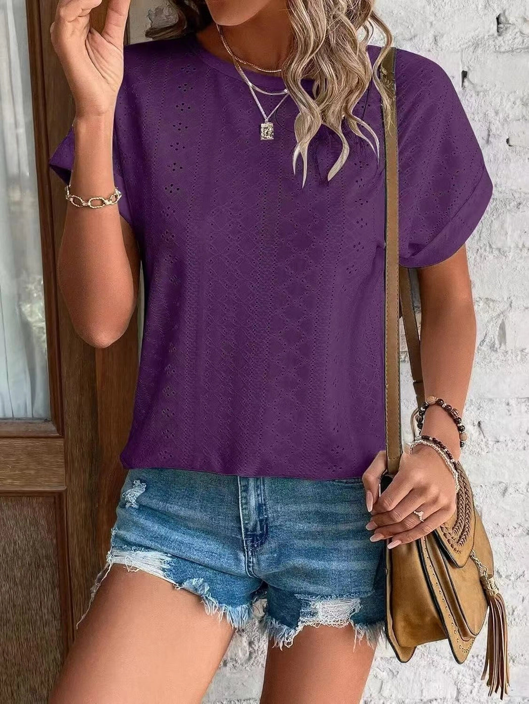 Women's Casual Short Sleeve Shirts Solid Color Trendy Blouses